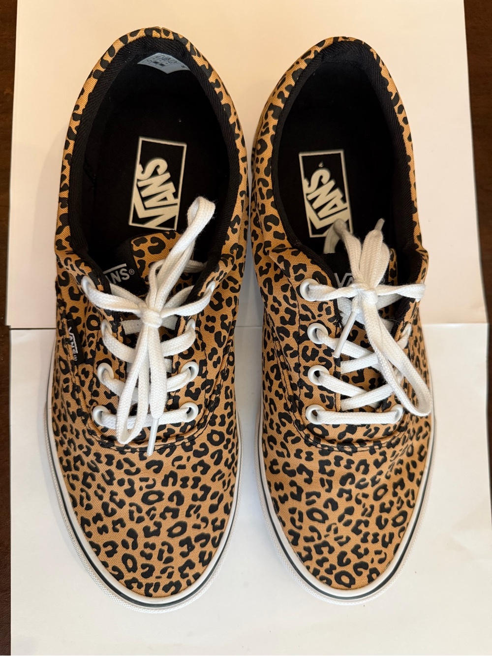 Vans Leopard-Pattern Canvas Sneakers in Tan and Black